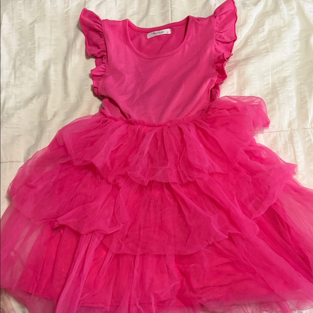 Pink Ruffled Kids Formal Dress